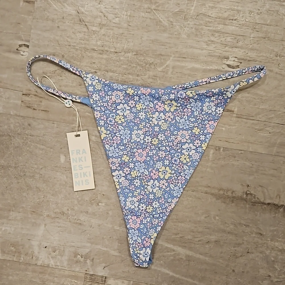 💕FRANKIES BIKINIS💕 Jagger Thong Bikini Bottom Springtime Print ~ Large L NWT